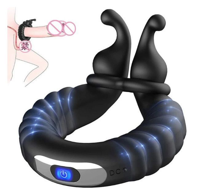 Anillo vibrador con estimulador clitoris ajustable recargable-1