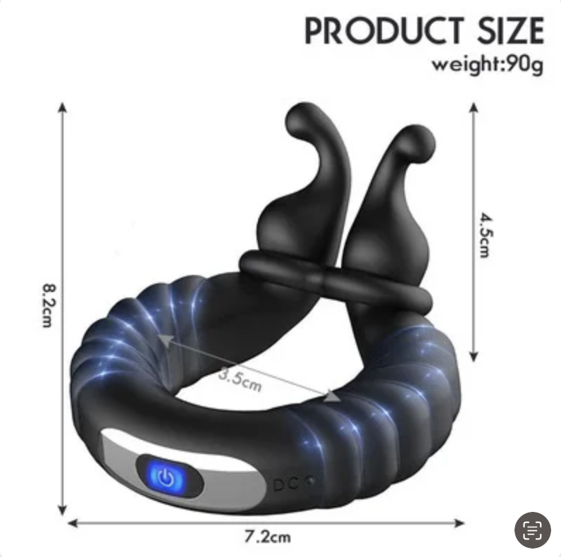 Anillo vibrador con estimulador clitoris ajustable recargable-2