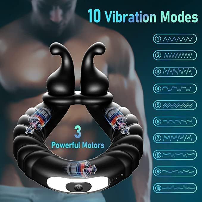 Anillo vibrador con estimulador clitoris ajustable recargable-3