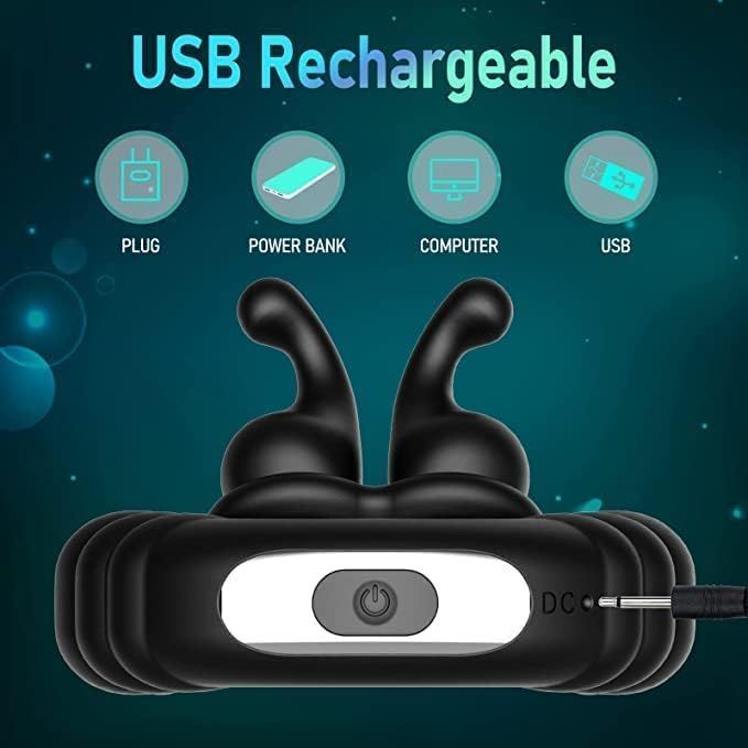 Anillo vibrador con estimulador clitoris ajustable recargable-4