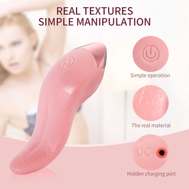 Vibrador lengua realista para punto G clitoris pezones-3
