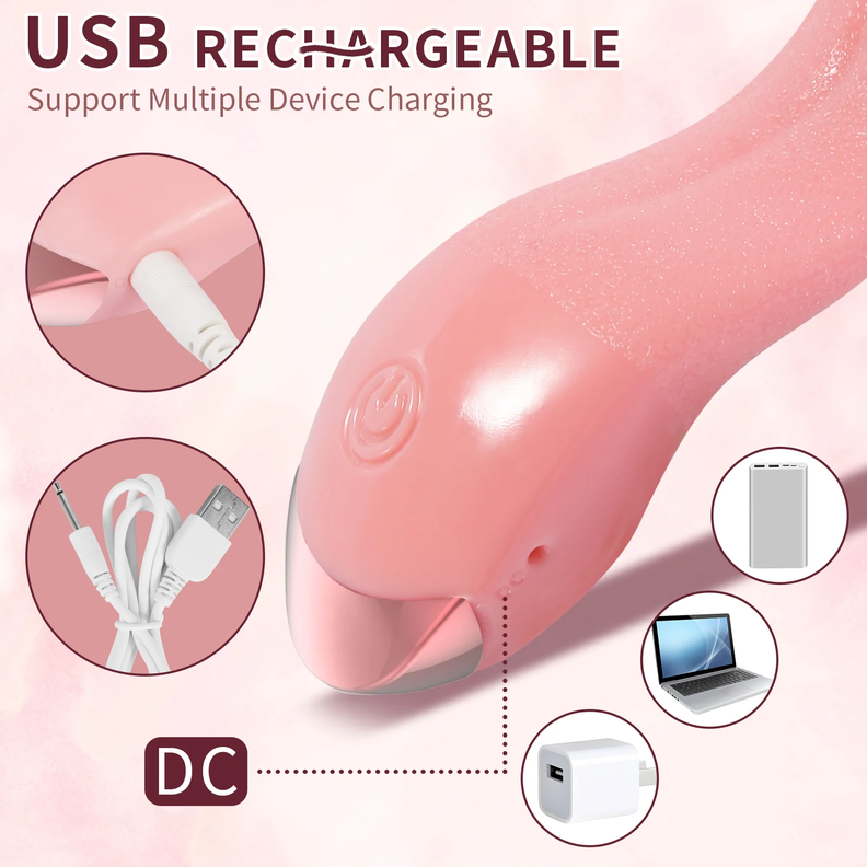 Vibrador lengua realista para punto G clitoris pezones-6