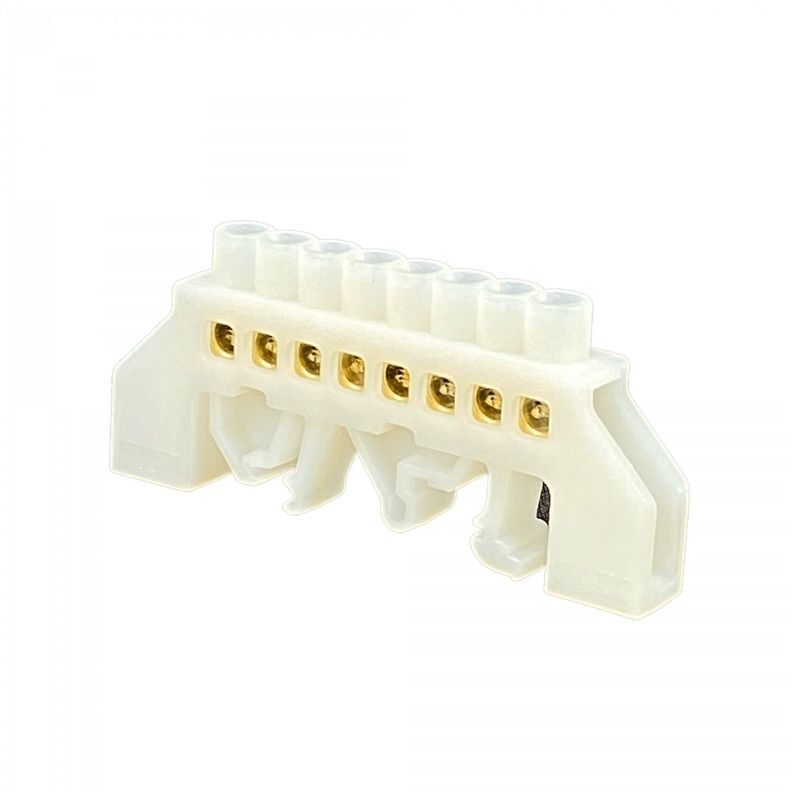 Regleta eléctrica 8 conexiones 4 mm riel Din blanca