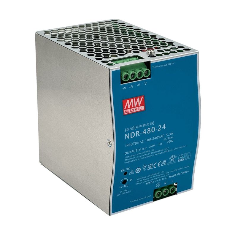 Fuente de poder Meanwell 24 V 480 W 20 A riel DIN