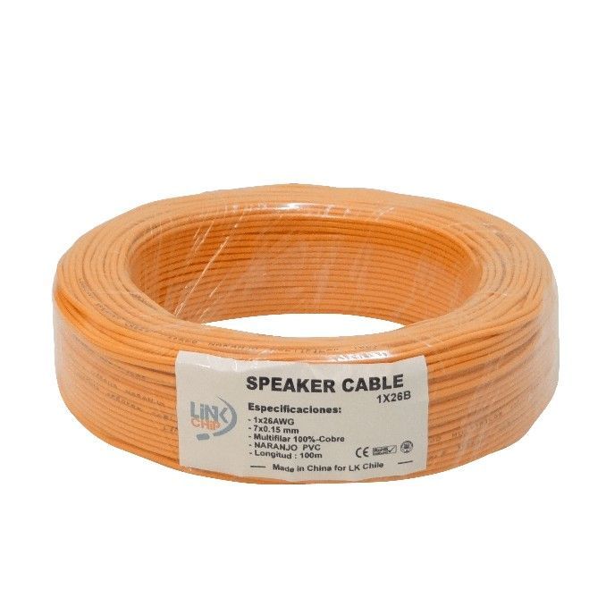 Cable conductor aislado 1x26 AWG 100 m 0,13 mm2 naranjo