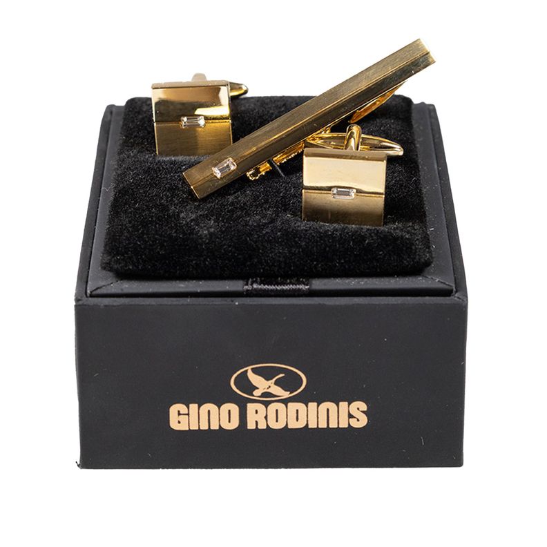 Set Pasador de Corbata y Colleras Gino Rodinis PAS011 Dorado