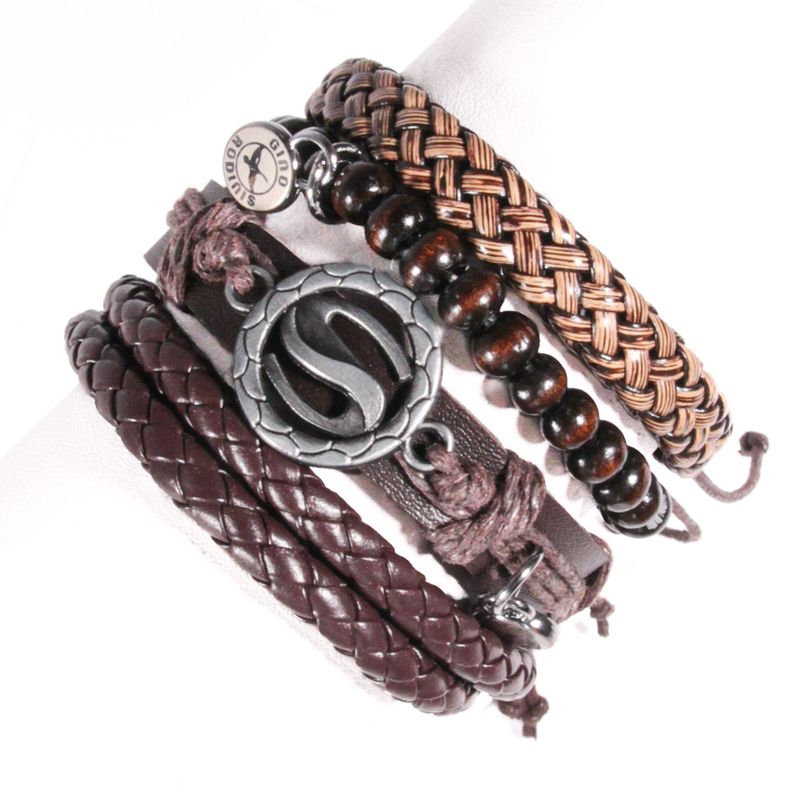 SET BRAZALETE HOMBRE GINO RODINIS  B432 Cafe