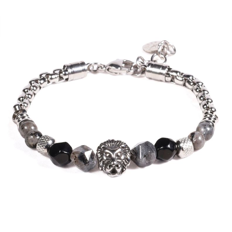 BRAZALETE UNISEX GINO RODINIS B536 | Negro/Plateado