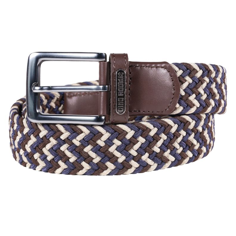CINTURON ELASTICADO GINO RODINIS HOMBRE 2519 MARRON/AZUL L-XL Cafe