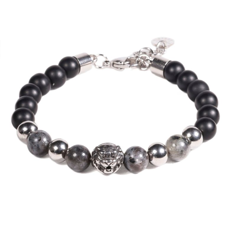 BRAZALETE UNISEX GINO RODINIS B535 | Negro/Plateado