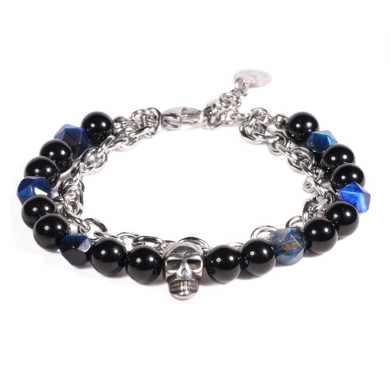 BRAZALETE HOMBRE GINO RODINIS B538 | Negro/Plateado