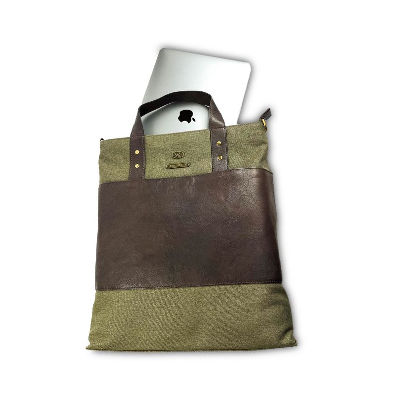 Cartera estilo Tote Bag Gino Rodinis verde oliva 2200 -2