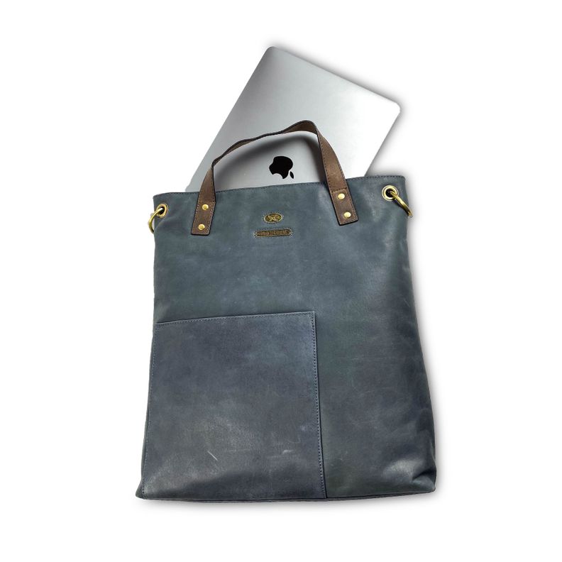 Cartera estilo Tote Bag Gino Rodinis 2201 Azul/Marrón-3