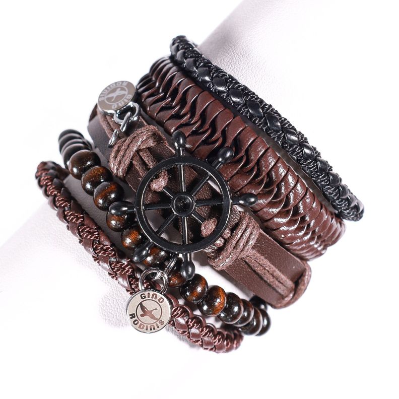 SET BRAZALETE HOMBRE GINO RODINIS  B442 Cafe