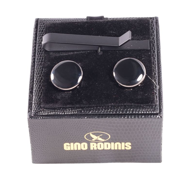 Set Pasador De Corbata Y Cubre Boton Gino Rodinis TB019 Negro