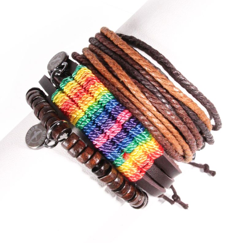 SET BRAZALETE HOMBRE GINO RODINIS  B429 Cafe