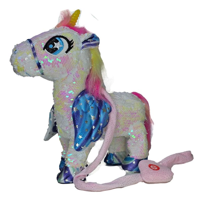 Unicornio Musical Y Bailarin Con Brillos Y Alas 35cm Blanco-0