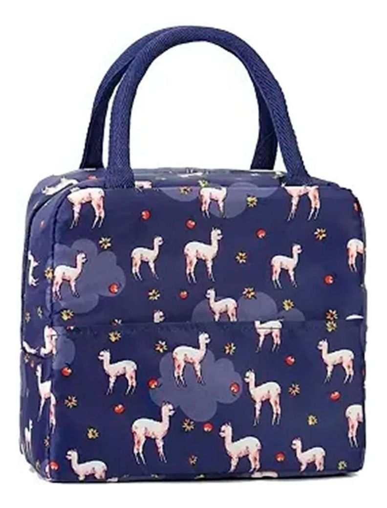 Lonchera Bolsa Termica Portatil Colación Almuerzo Azul Llama-0