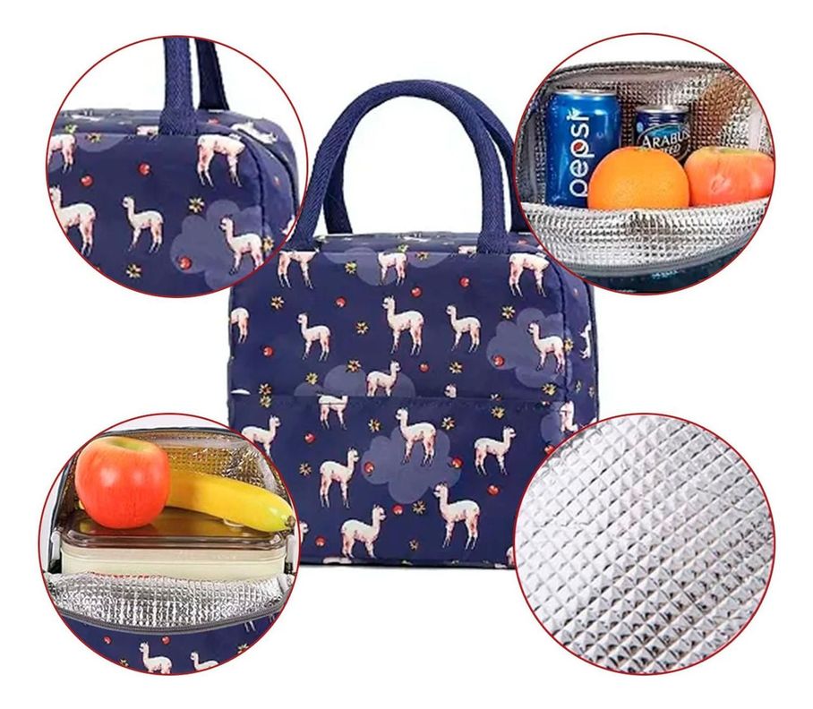 Lonchera Bolsa Termica Portatil Colación Almuerzo Azul Llama-2