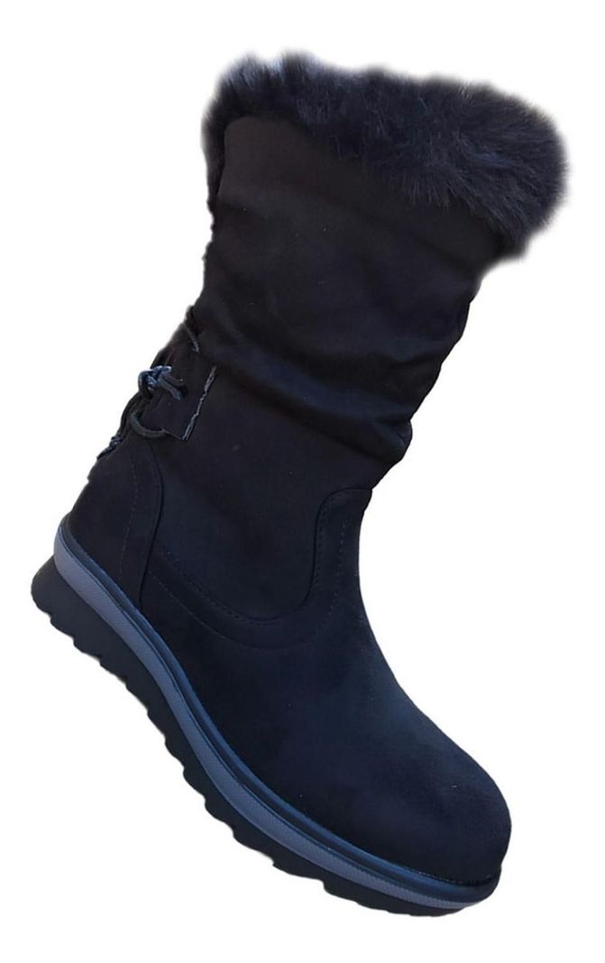 Botas Caña Alta Mujer Casual Tendencia Otoño Invierno Negro - 7141-0