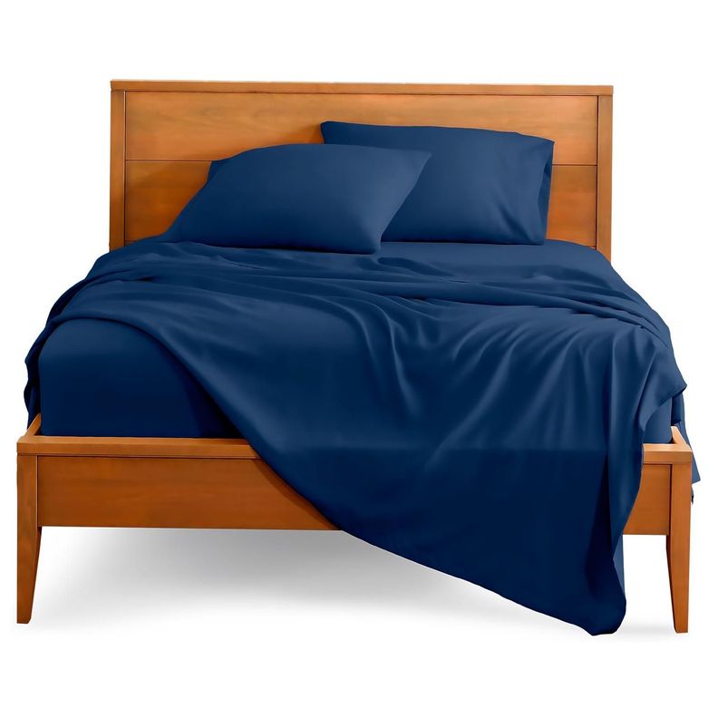 Juego de sabanas algodon 800 hilos Azul Premium 2.5 Plazas +Fundas-0