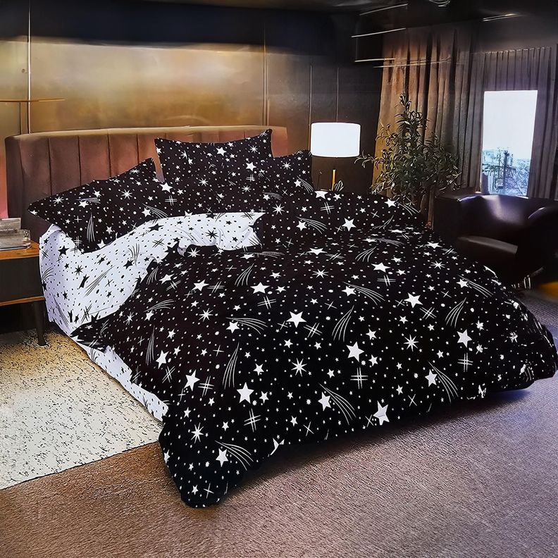 JUEGO DE SABANAS 2.5 PLAZAS KING ESTRELLAS BLACK 626-0