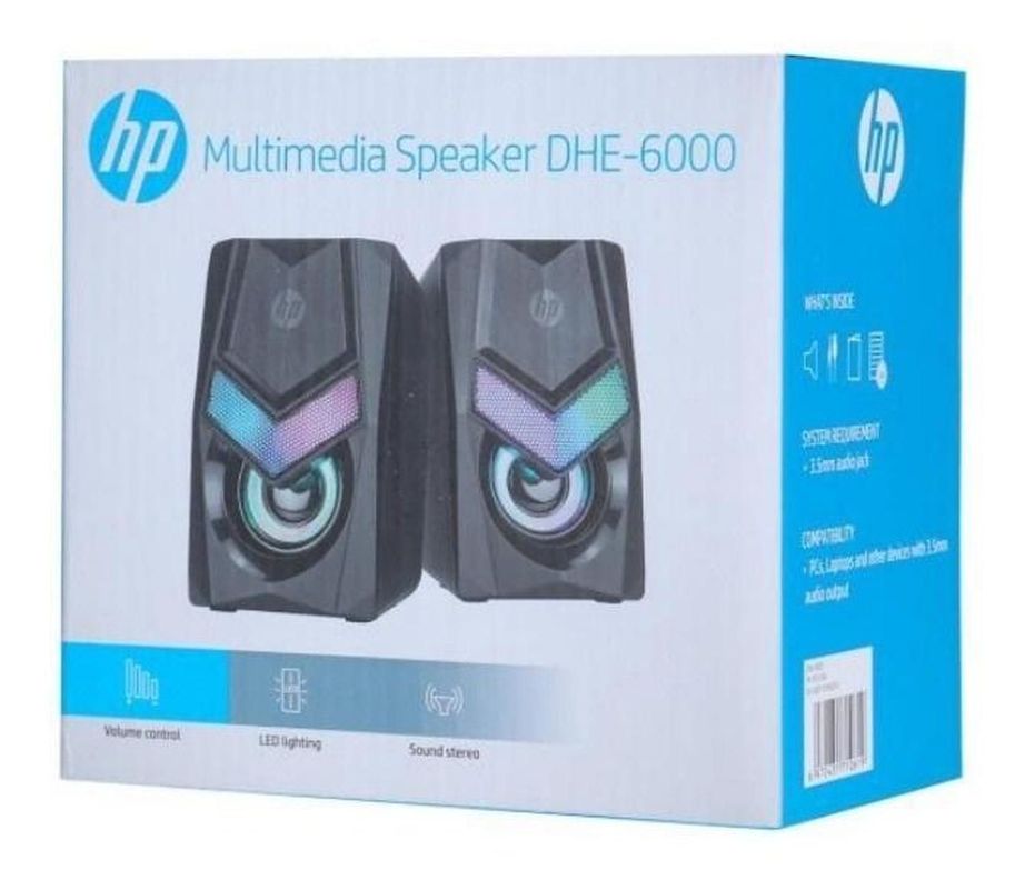 Parlante Mini Gamer Hp Dhe-6000 Black Led/6w/jack3.5mm-2