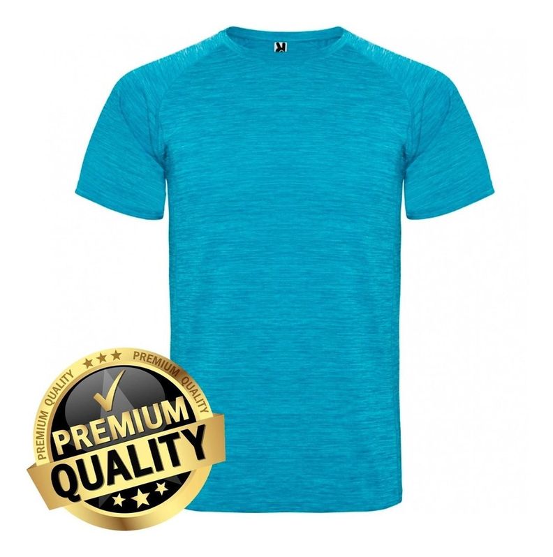 Polera Deportiva De Poliéster Manga Corta Jaspeado - Turquesa-0