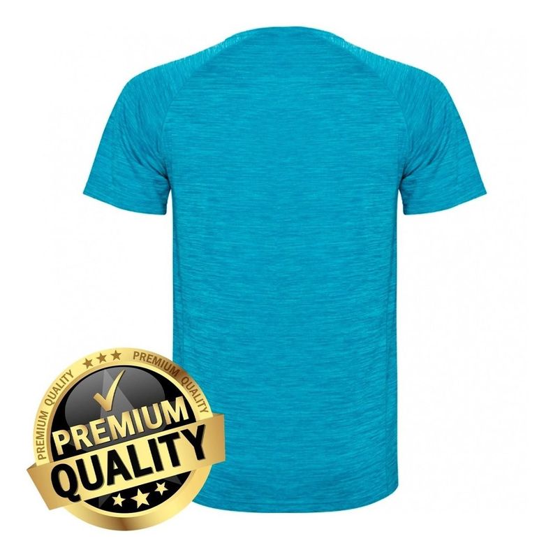Polera Deportiva De Poliéster Manga Corta Jaspeado - Turquesa-2