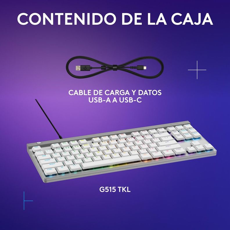 Teclado Gamer Con Cable Logitech G515 Tkl, Blanco Inglés-2