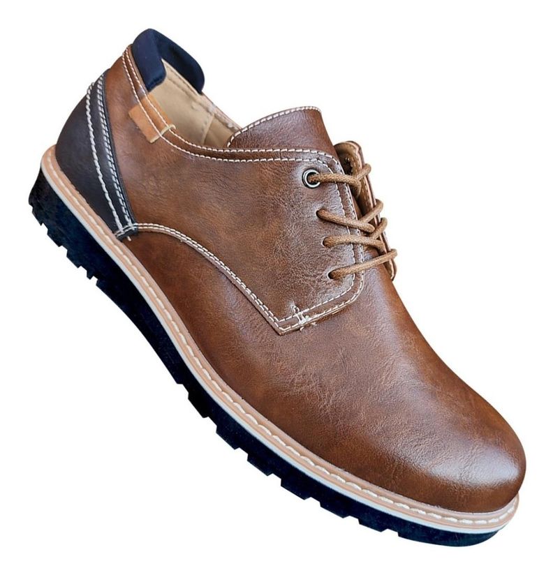 Zapato De Hombre Casual Oxford Cuero Pu Liso - Camel - 7116-0
