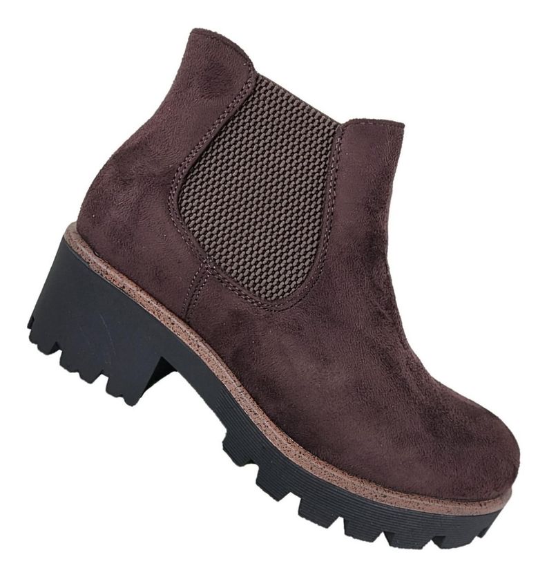 Botin Gamuza Con Ajuste Elastico Mujer Casual / Formal 3128-0