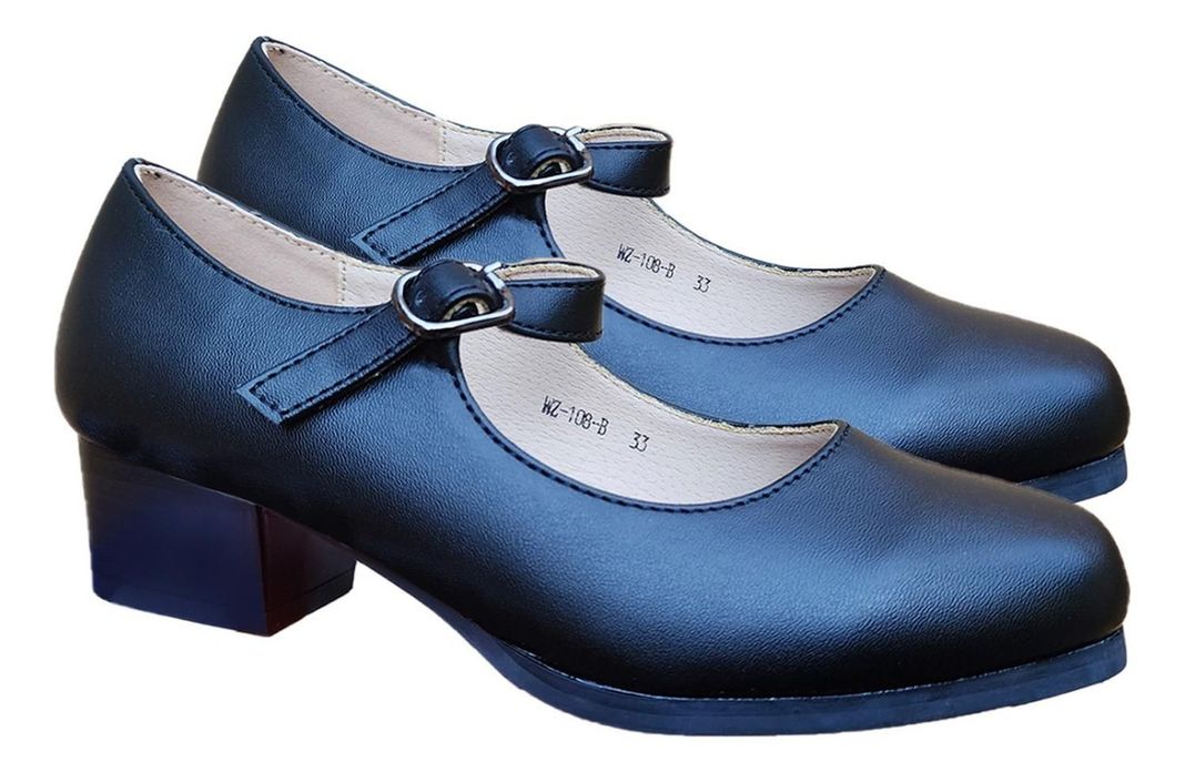 Zapato De Cueca Negro Para Mujer Con Taco 7292-1