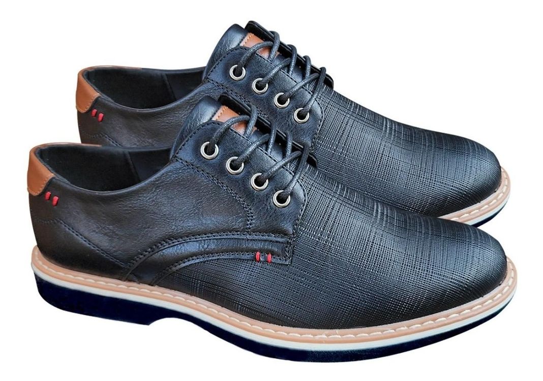 Zapato De Hombre Casual Oxford Cuero Pu - Negro - 7119-2
