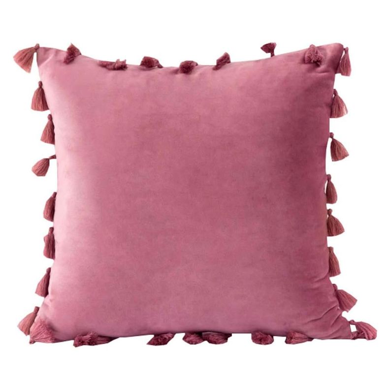 Funda Para Cojín 45x45 Decorativas Con Borla Frambuesa-0