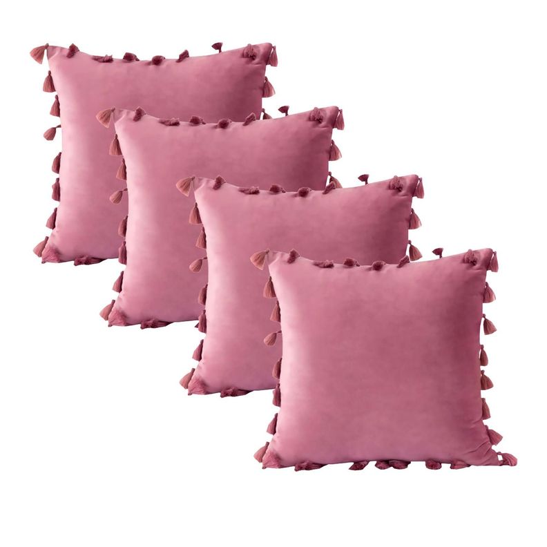 Funda Para Cojín 45x45 Decorativas Con Borla Frambuesa-3