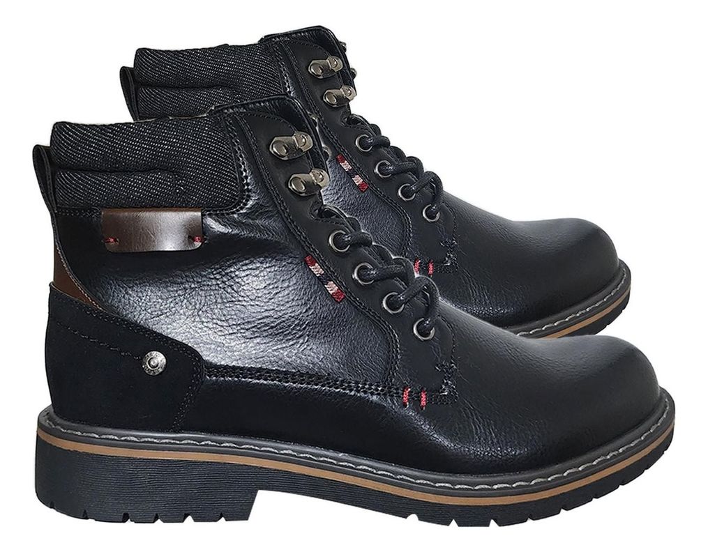 Botin Casual De Caballero Con Cierre Y Cordón Negro 7510-2