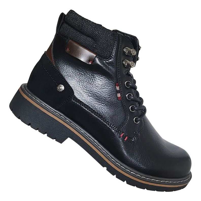 Botin Casual De Caballero Con Cierre Y Cordón Negro 7510-0