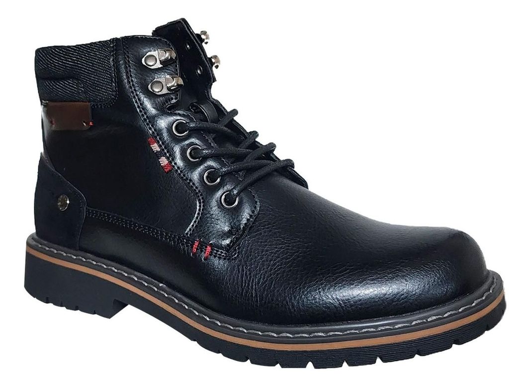 Botin Casual De Caballero Con Cierre Y Cordón Negro 7510-1