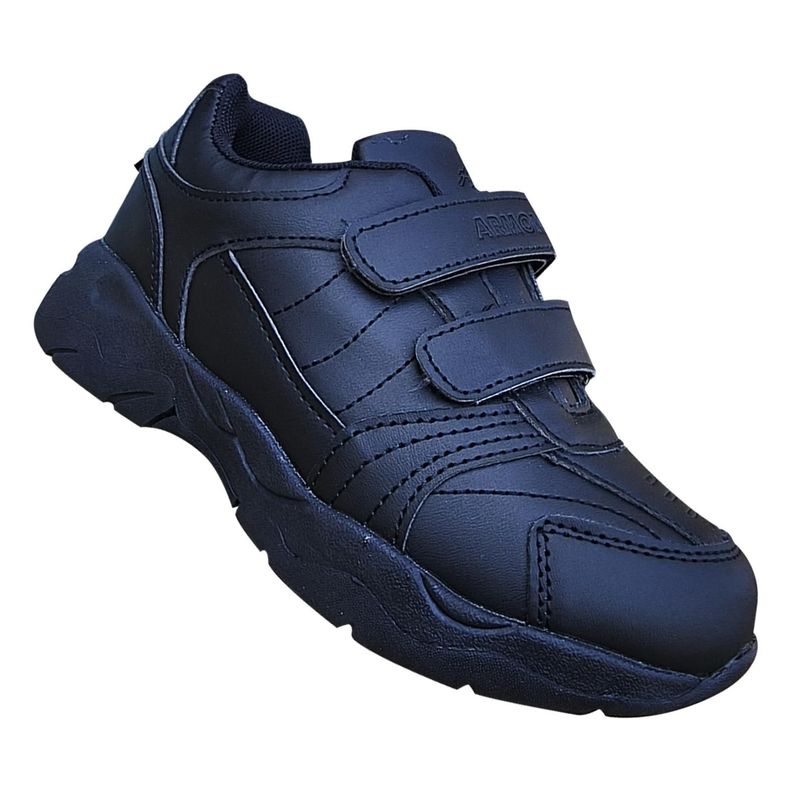 Zapatillas Negras Escolares Deportivas Con Velcro - 7059-0