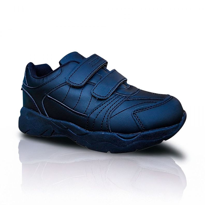 Zapatillas Negras Escolares Deportivas Con Velcro - 7059-1