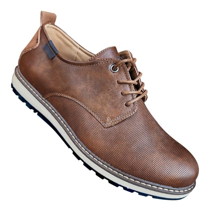 Zapato De Hombre Casual Oxford Cuero Pu - Camel - 7121-0
