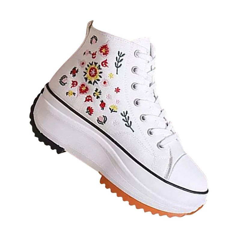 Zapatillas de Lona para Mujer con Plataforma y Bordado Floral 7591-2