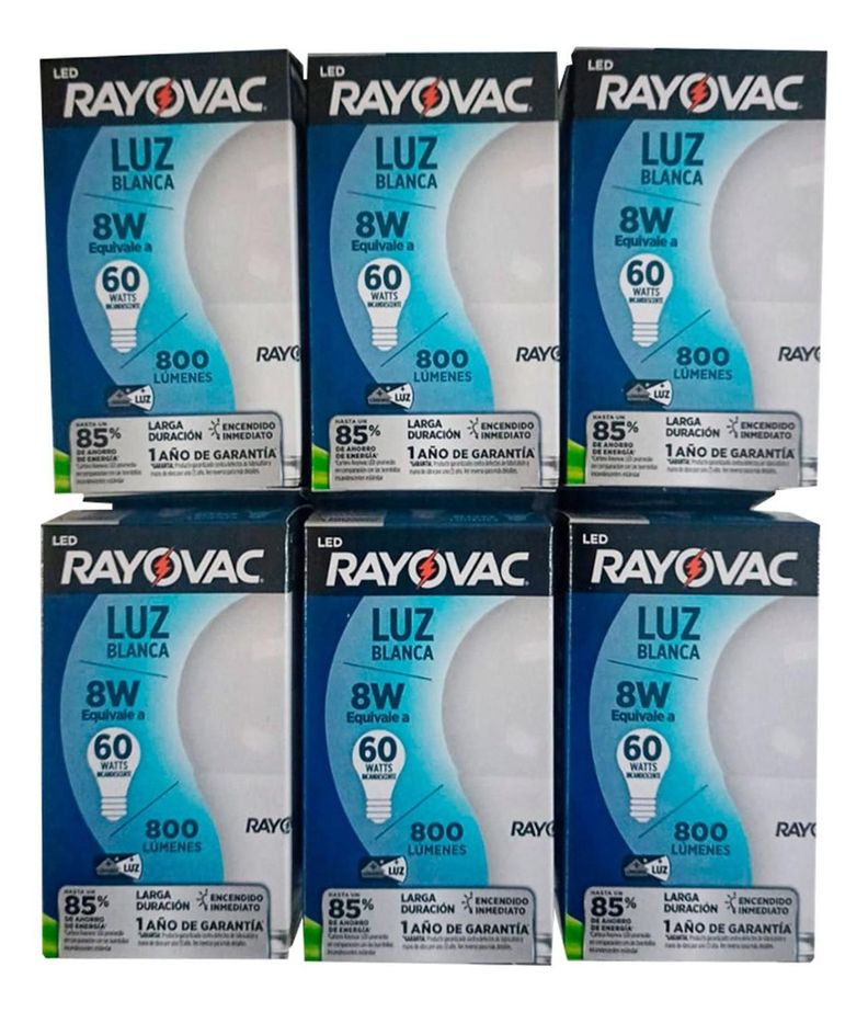 Rayovac Ampolleta Led Luz 8w 750 Lumenes Pack 6 Unidades-2