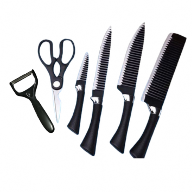 Set de Cuchillos de Cocina Prof. - 6 Piezas + Pelador y Tijeras Negro-0