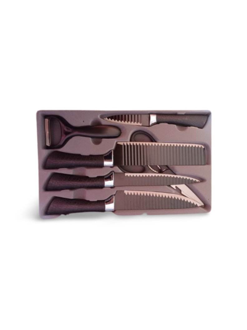 Set de Cuchillos de Cocina Prof. - 6 Piezas + Pelador y Tijeras Negro-1