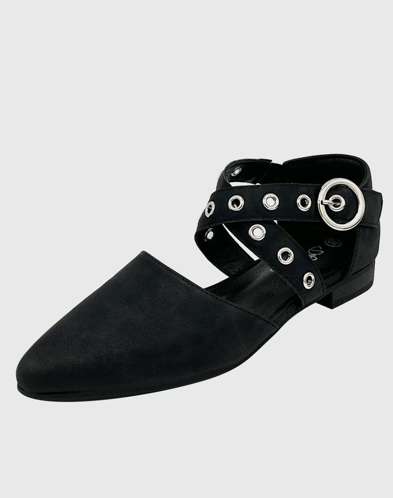 Ballerina para mujer plana Ecocuero Negro-0