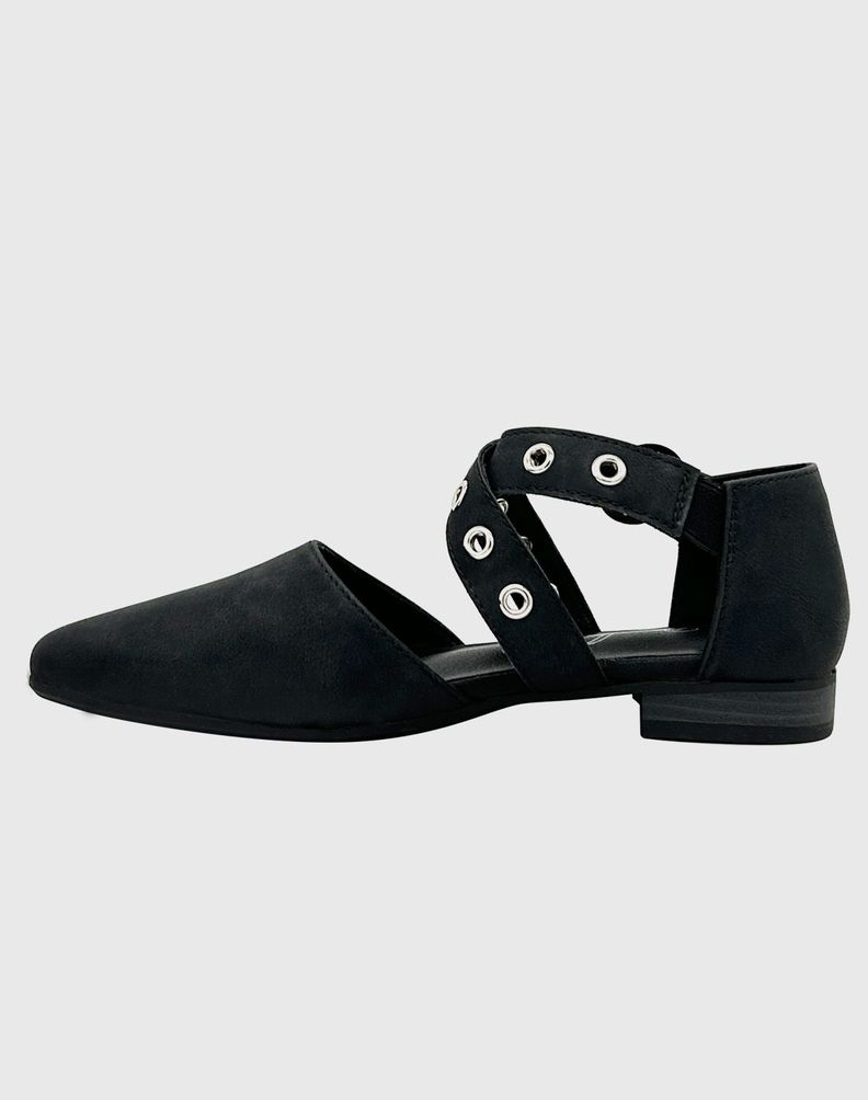 Ballerina para mujer plana Ecocuero Negro-1