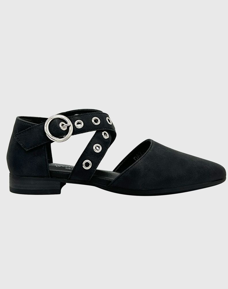 Ballerina para mujer plana Ecocuero Negro-3