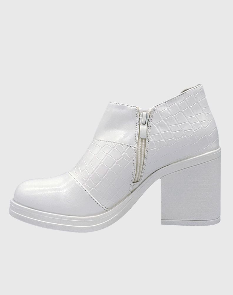 Botin para mujer charol con taco Blanco-1